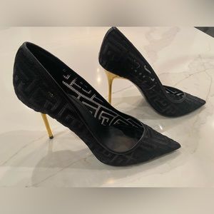 Balmain Stiletto with jacquard monogram  (Size 39) Heel Height: 3.75 inches